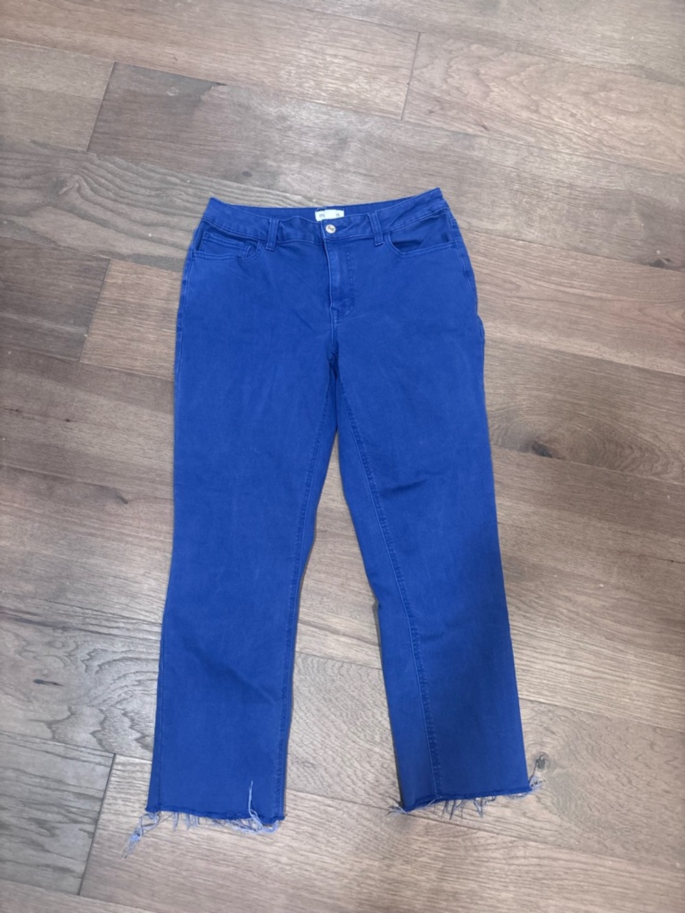 M Jeans by Maurices Women's Blue Demin Mid Rise Original Fit Cut Hem Size 8